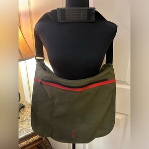 Vintage Green Camo Hugo Boss Messenger Bag Carry On Laptop Cross Body PROMO